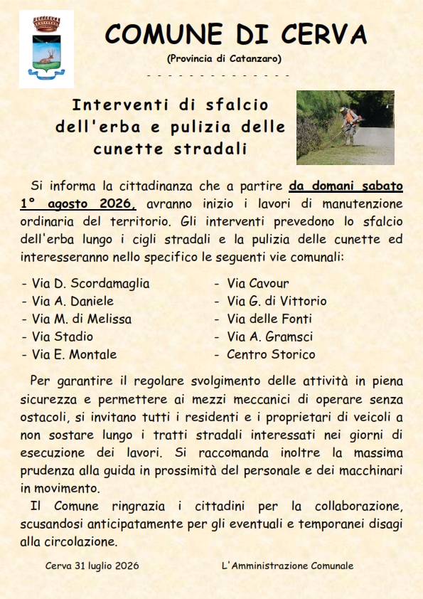 Avviso alla cittadinanza